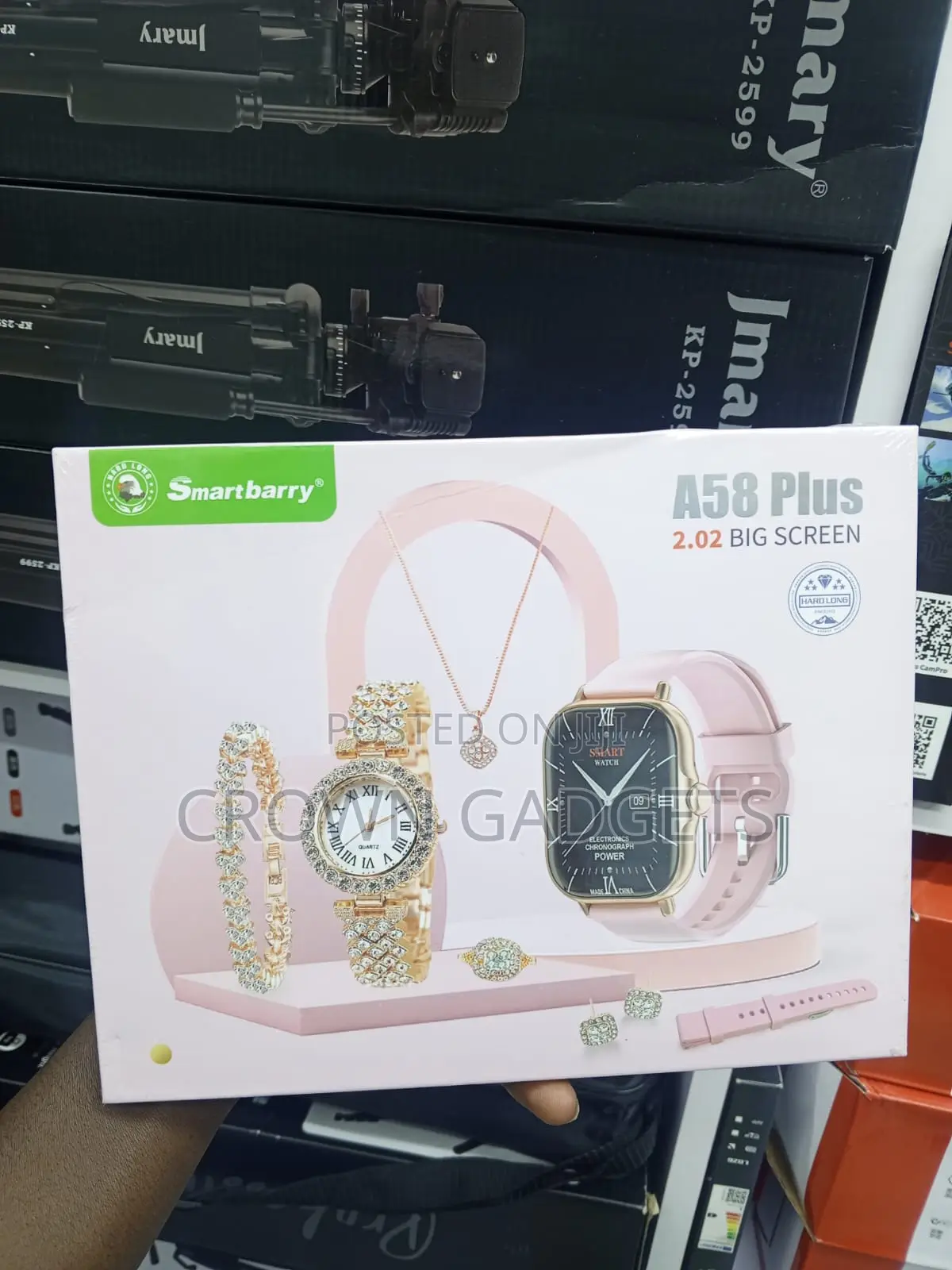 A58 Plus Smart Watch Gift Set With Necklace and Bracelet