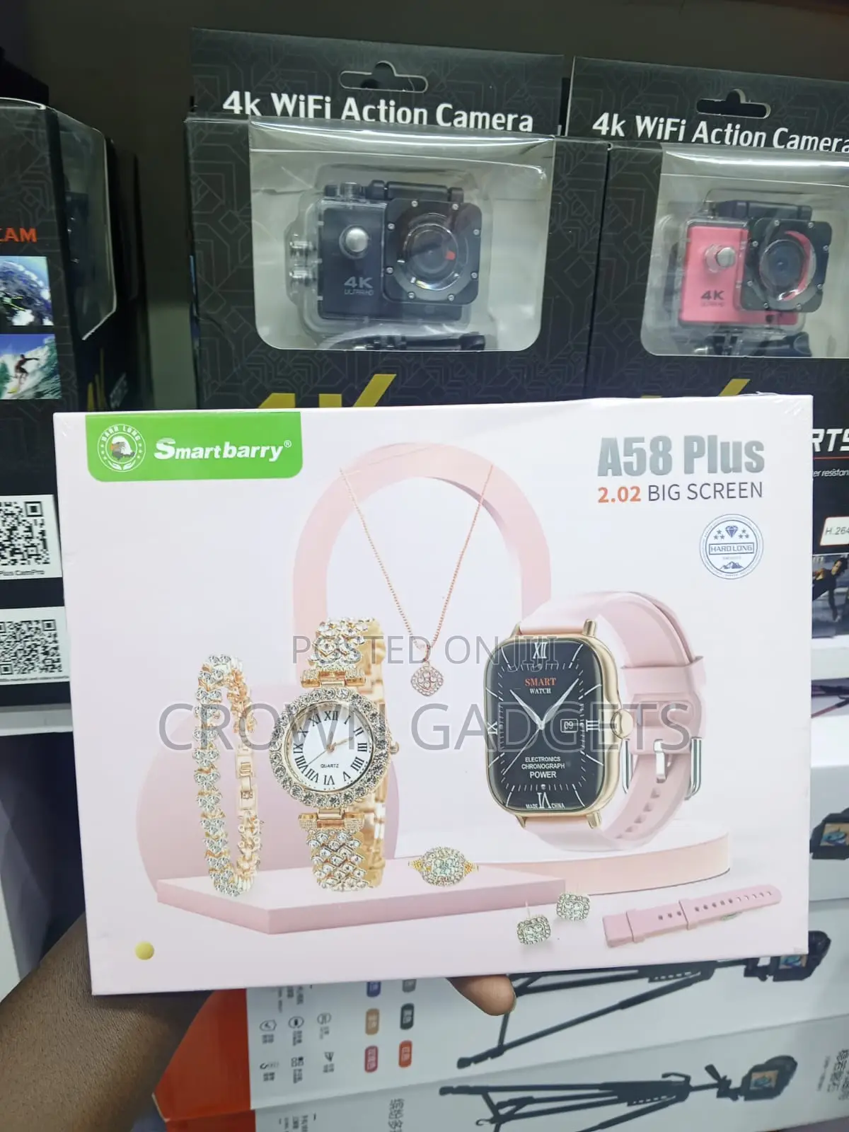 A58 Plus Smart Watch Gift Set With Necklace and Bracelet