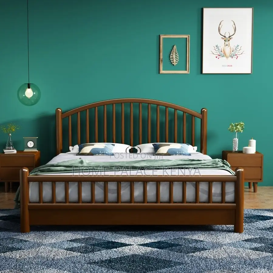 Wooden Bed: Noise-Free Slat Support King Bed