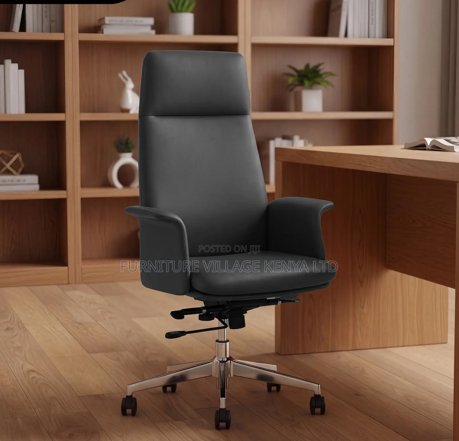 Executive Office Chair With Leather Upholstery
