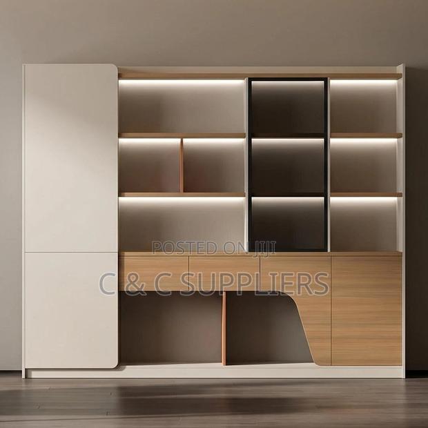Imported C C Brown Shelving Wall Unit. - thumbnail 2
