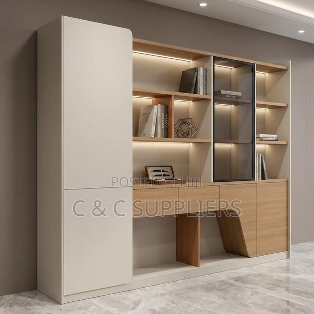 Imported C C Brown Shelving Wall Unit. - thumbnail 3