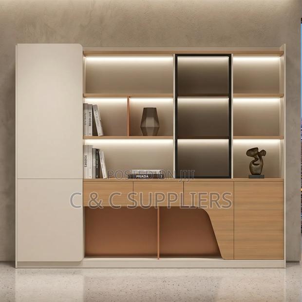 Imported C C Brown Shelving Wall Unit. - thumbnail 4