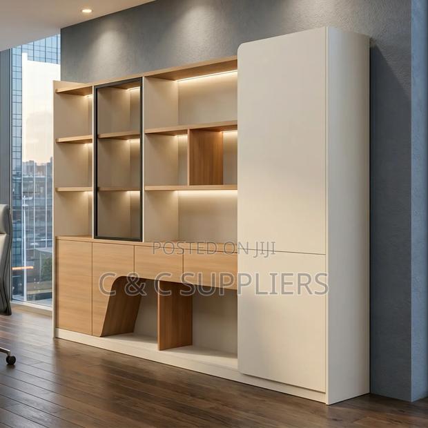 Imported C C Brown Shelving Wall Unit. - thumbnail 5
