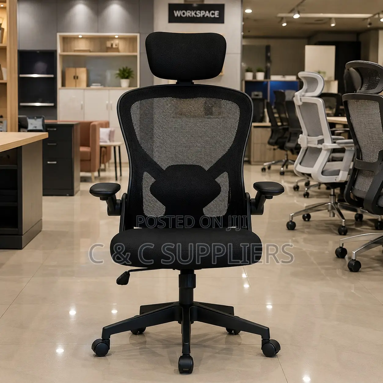 Swivel Ergonomic Black Mesh Seat