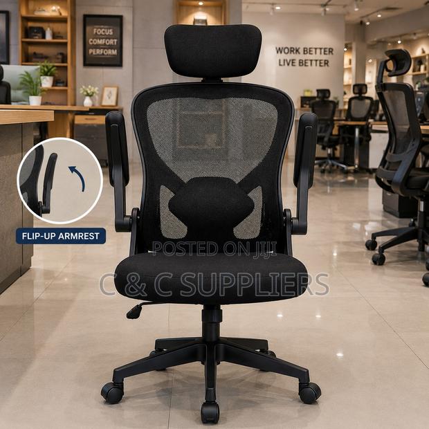 Swivel Ergonomic Black Mesh Seat - thumbnail 8