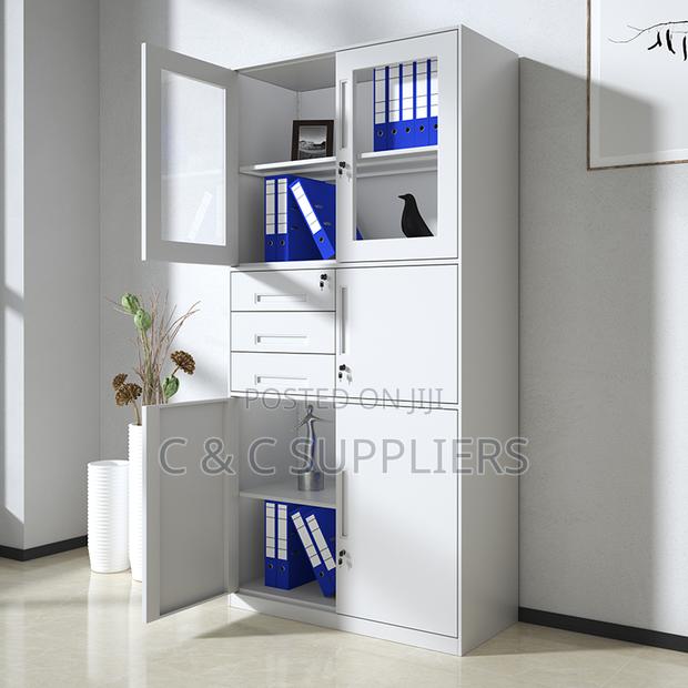 2-Door White Steel Cabinet With Safe
