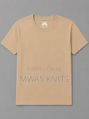Beige Round Neck T Shirt Pure Cotton Fashion