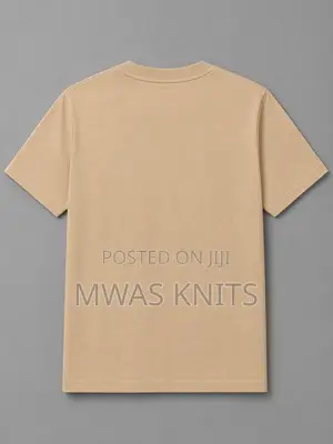 Beige Round Neck T Shirt Pure Cotton Fashion