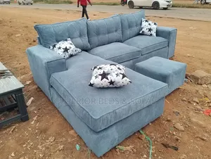 Steel Blue 5 Seater Corner Sofa With Ottoman