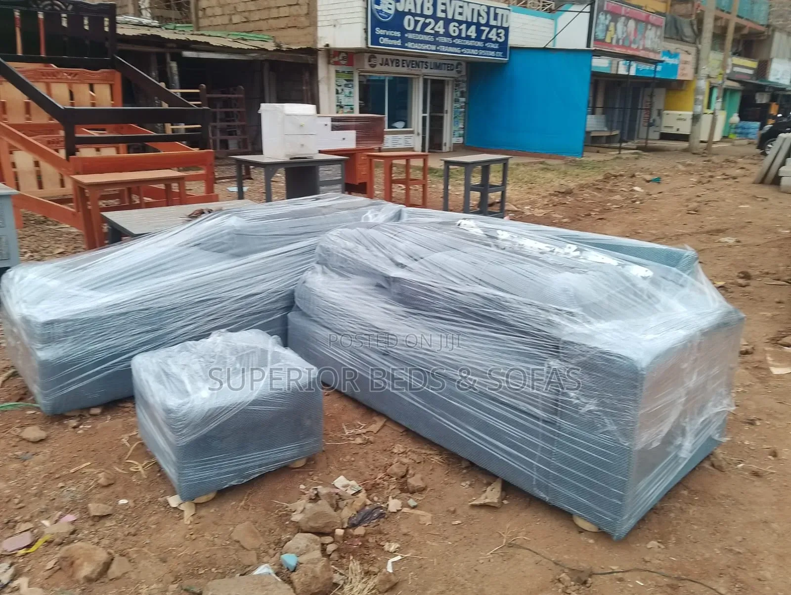 Steel Blue 5 Seater Corner Sofa With Ottoman