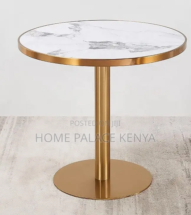 Marble Table: Metal Gold Base With Slate Top Dining Table