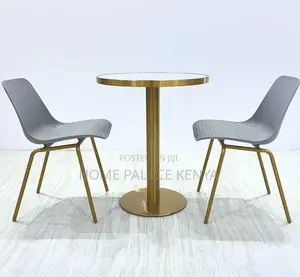 Marble Table: Metal Gold Base With Slate Top Dining Table