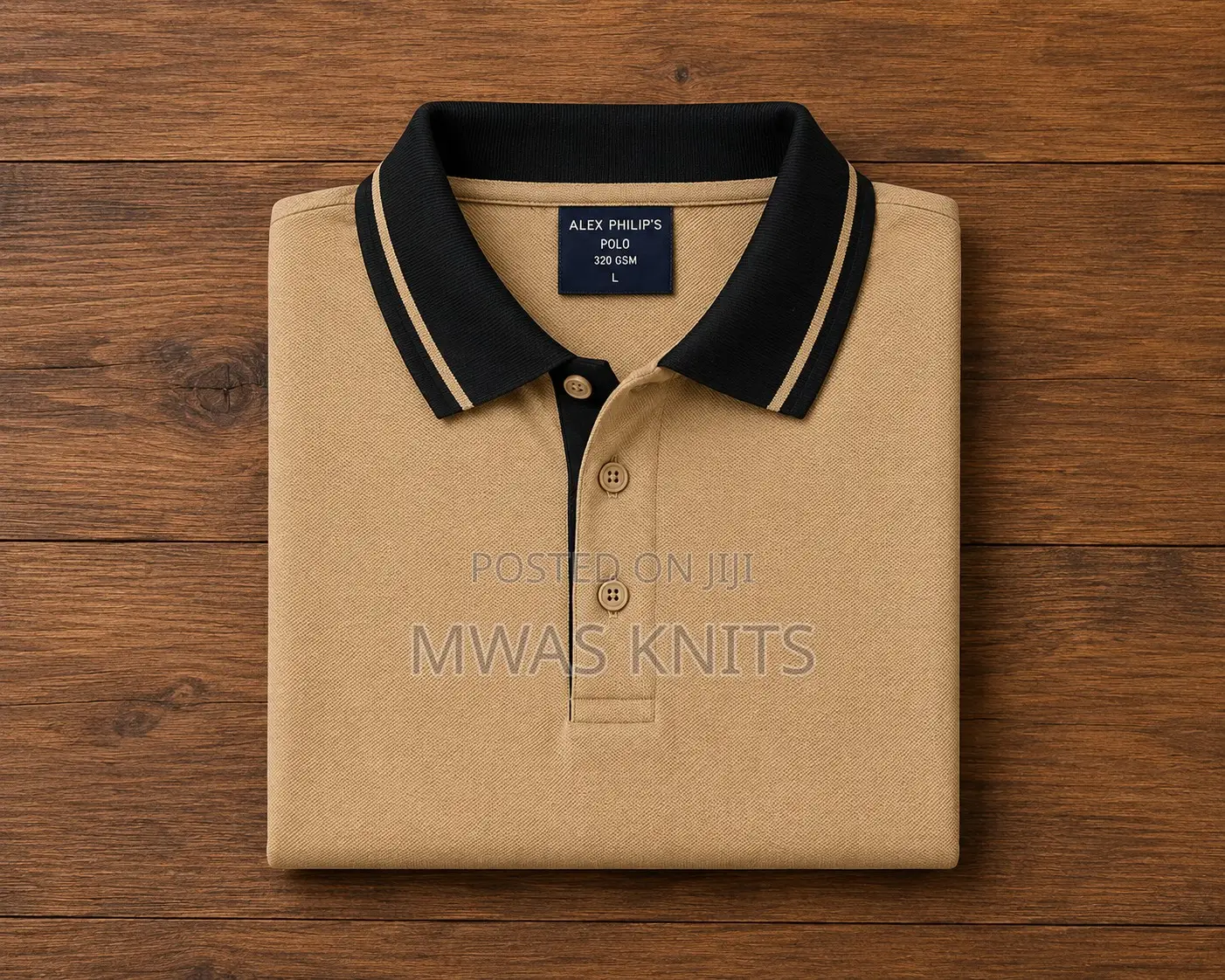 Beige Collar Black Polo T Shirt Fashion Cotton