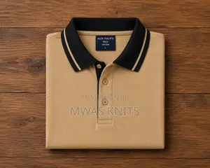 Beige Collar Black Polo T Shirt Fashion Cotton