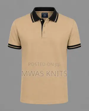 Beige Collar Black Polo T Shirt Fashion Cotton