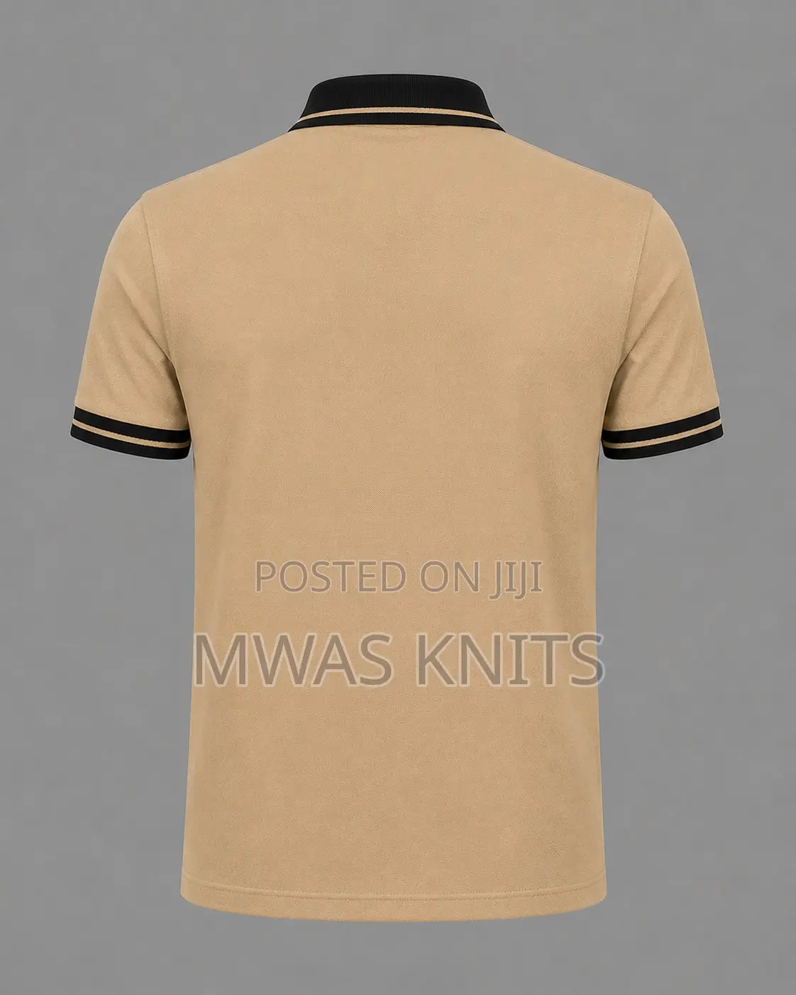 Beige Collar Black Polo T Shirt Fashion Cotton