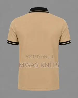 Beige Collar Black Polo T Shirt Fashion Cotton