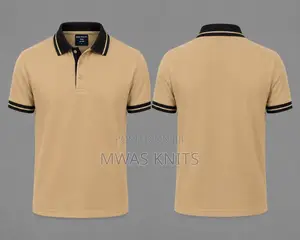 Beige Collar Black Polo T Shirt Fashion Cotton