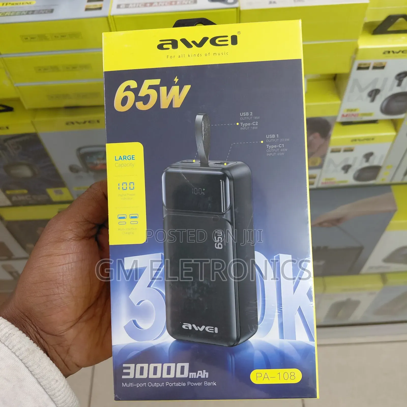 Awei Pa-108 30000mah 65w Fast Charging Power Bank.