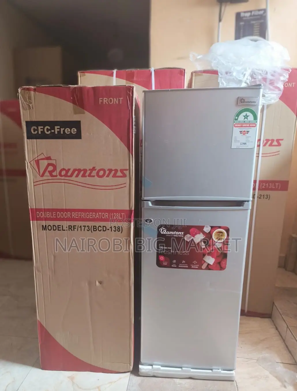 Ramtons , 2 Door Direct Cool Fridge, 128 Litres - Silver