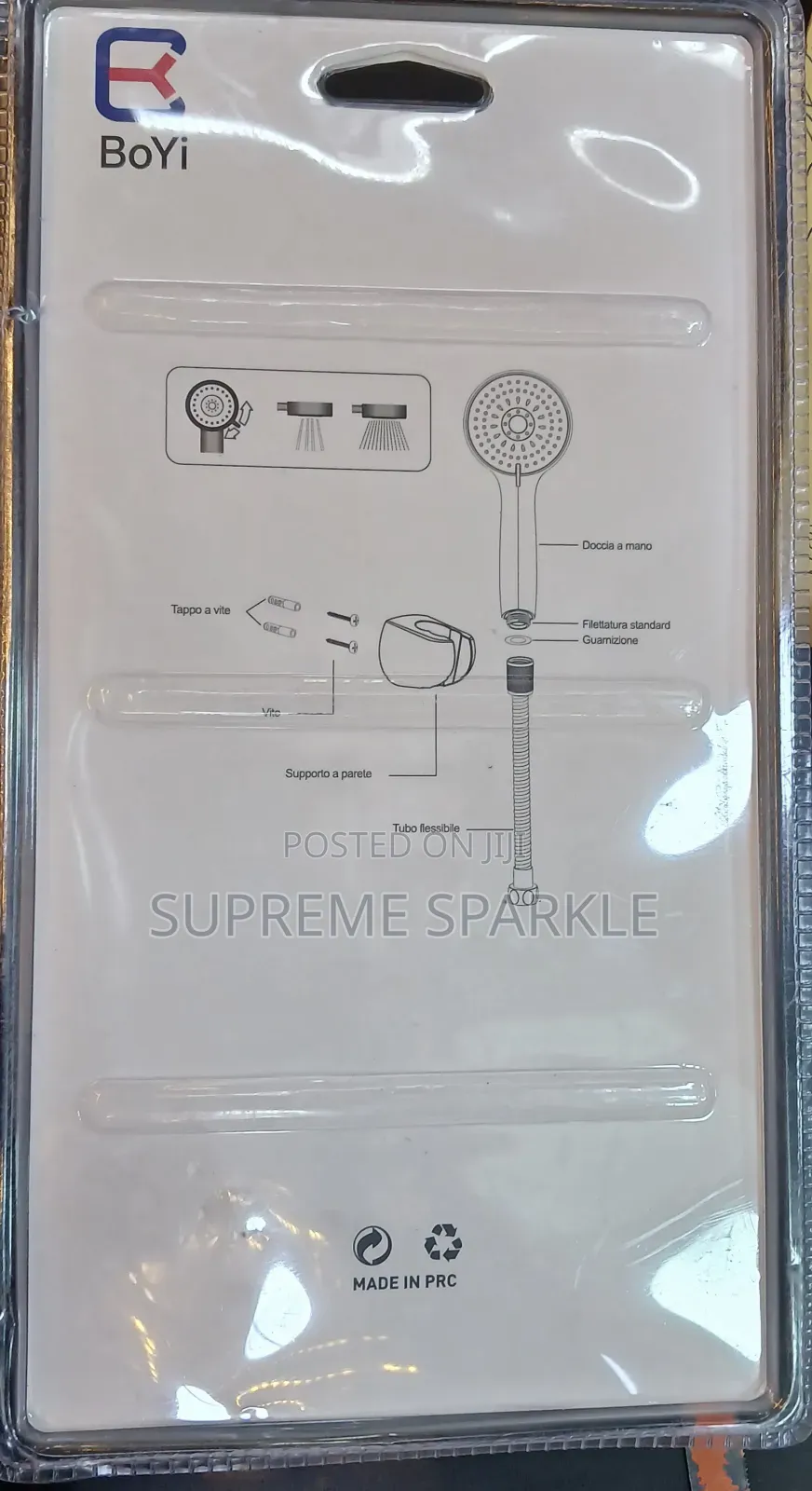 Mercedes-Style 3-Function Handheld Shower Head With Hose Holder.