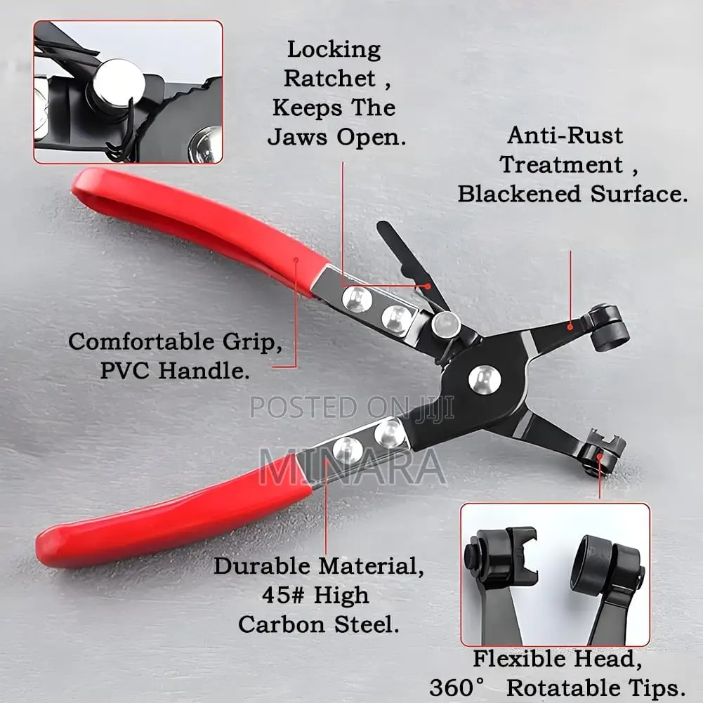 Automotive Hose Clamp Pliers, Swivel Flat Band Tool for Pipe Clamps