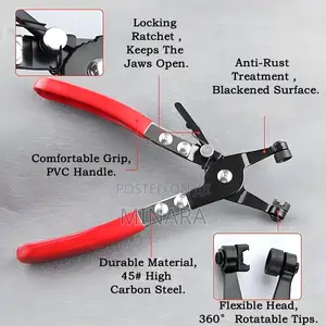 Automotive Hose Clamp Pliers, Swivel Flat Band Tool for Pipe Clamps