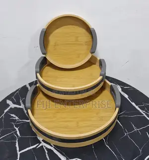 3-Piece Bamboo Nesting Serving Trays Multi-Use Home Décor Set