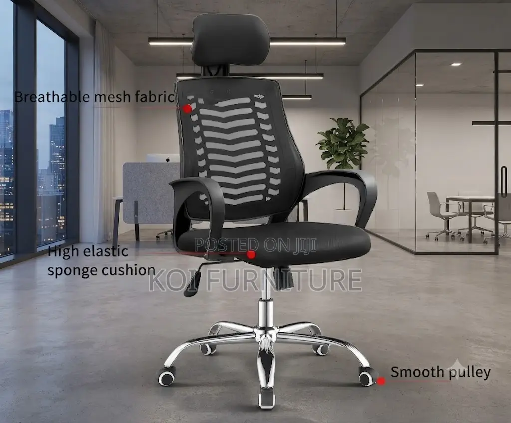 Office Chairs; Ergonomic Fabric Office Mesh Chair With High Back