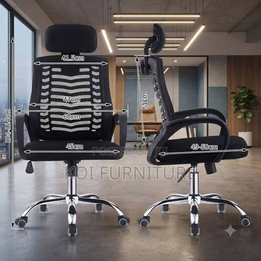 Office Chairs; Ergonomic Fabric Office Mesh Chair With High Back