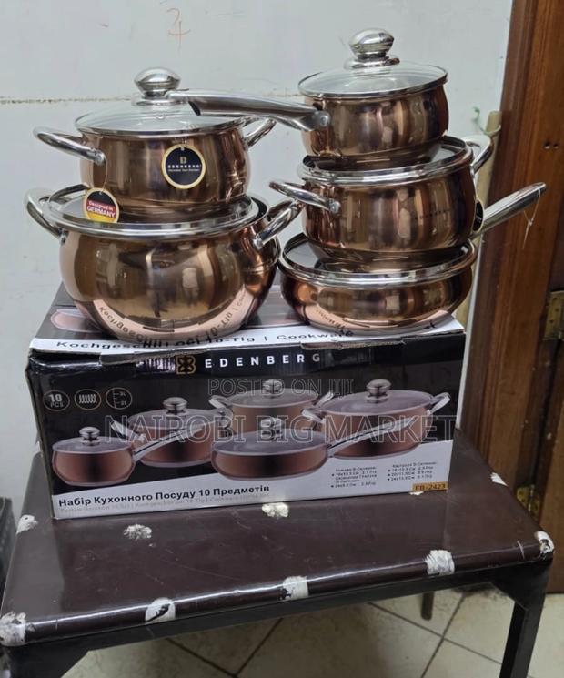 10 Pieces Gold Edenburg Eb-2423 Stainless Steel Cookware Set