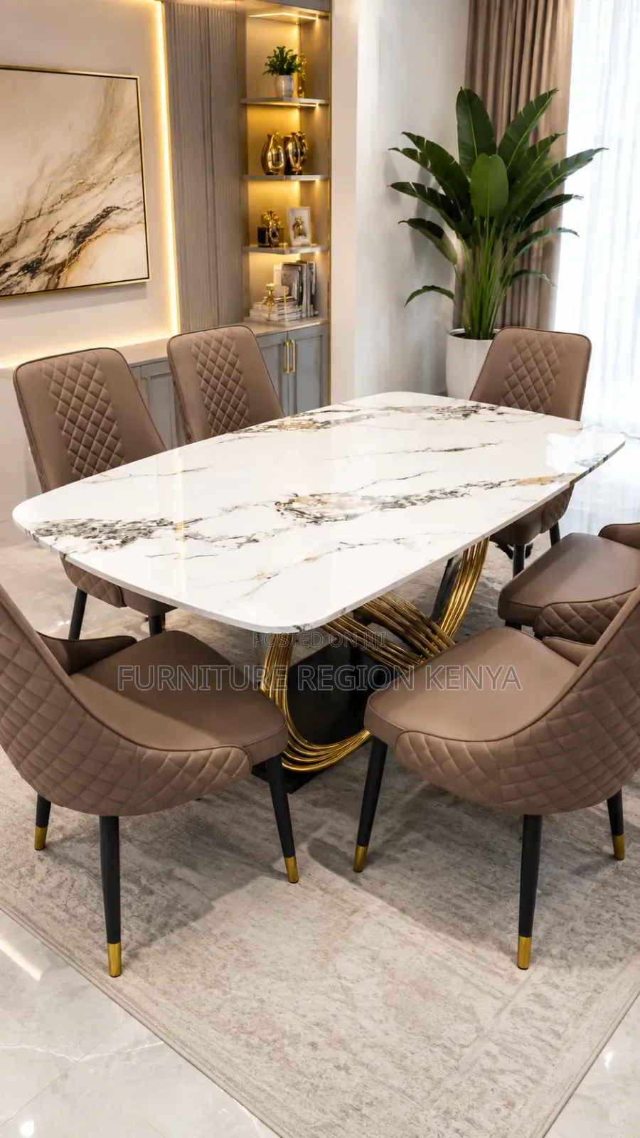 Imported Six-Seaters Marble Top Dining Table