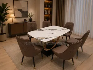 Imported Six-Seaters Marble Top Dining Table
