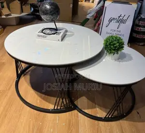 Modern Luxury 2in1 Pure Marble Nesting Tables With Black Stand