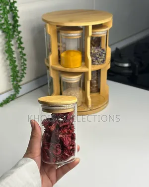 10pcs Spice Jars With Rotating Bamboo Rack