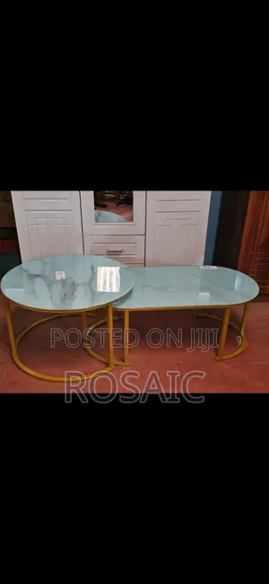 2 in 1 Marble Nesting Coffee Table (Glass Effect) White