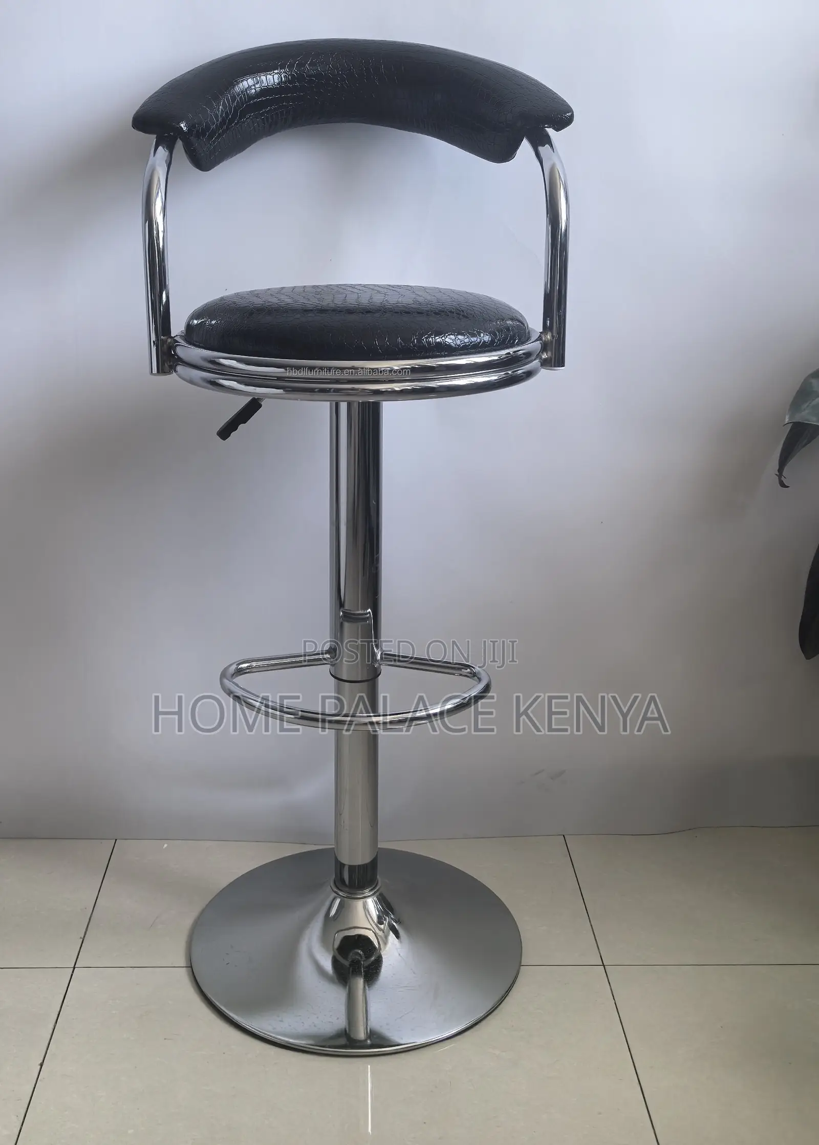 Bar Stool: Black Lounge Swivel Stool