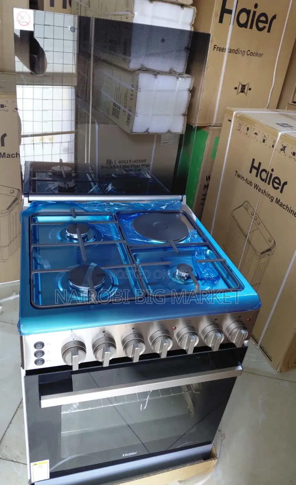 Haier 3g + 1e Standing Cooker (Hre6313cdrss)No Gas Sensor