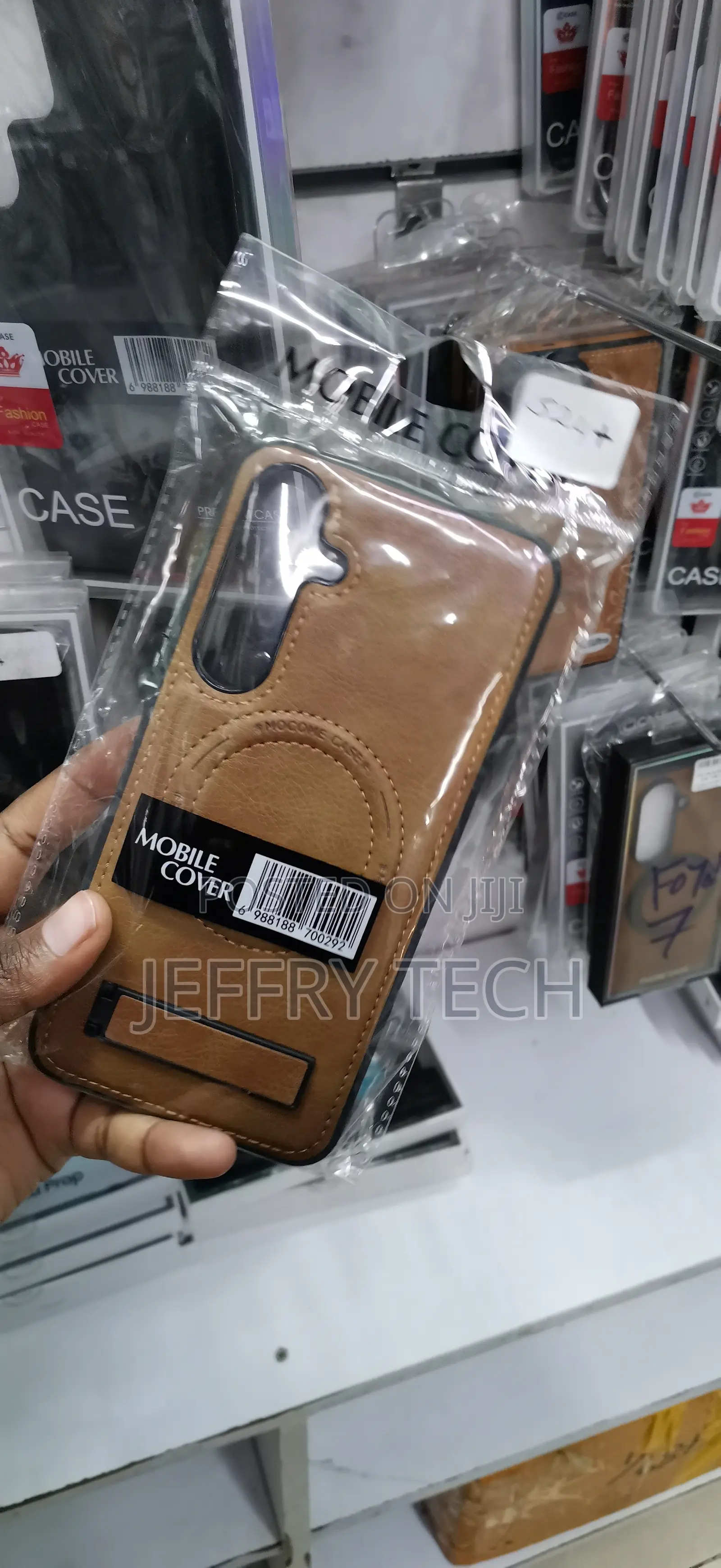 Tan Pu Leather Magnetic Back Cover Case