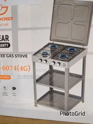 Eurochef 4-Burner Standing Deluxe Gas Cooker Stove With Shelves