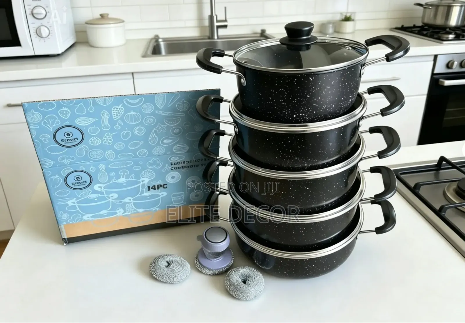Smart Raha 10-Piece Nonstick Cookware Set –With Glass Lids