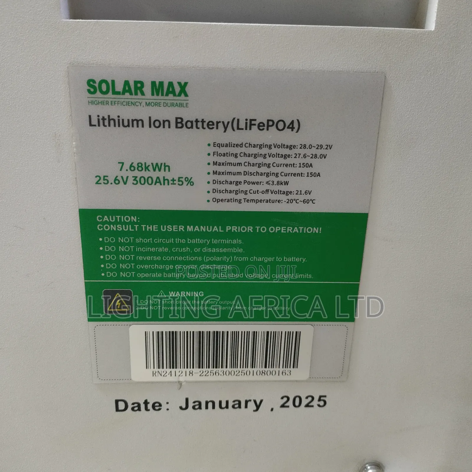 Solarmax 7.68kwh - 25.6v (300ah) Lifepo4 Lithium Ion Solar Battery