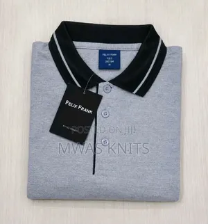 Grey Collar Black Polo T Shirt Fashion Cotton