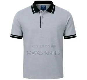 Grey Collar Black Polo T Shirt Fashion Cotton