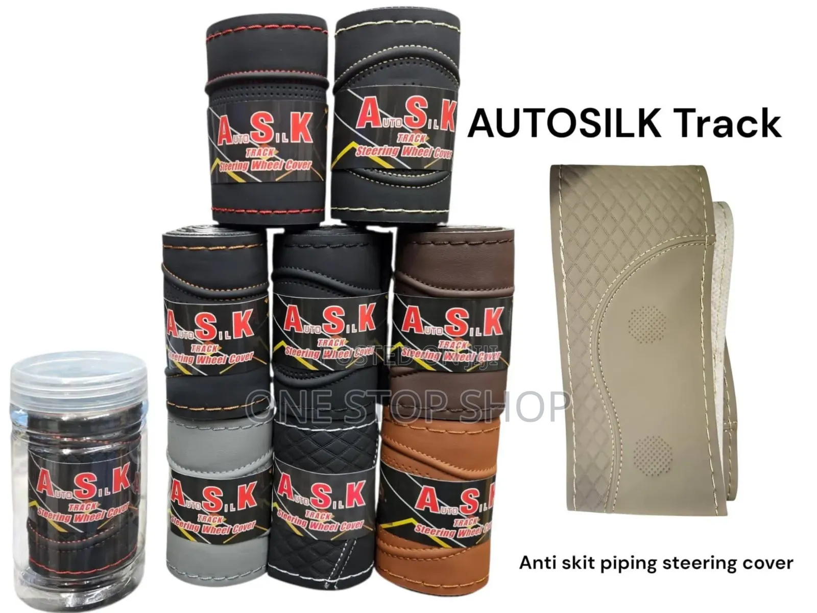 Antislip Grip Colored Leather Synthetic Stitching Steering Wheel Cover