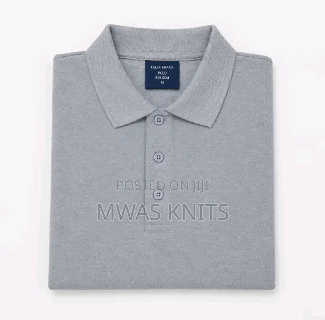 Grey Plain Polo T Shirt Fashion Cotton