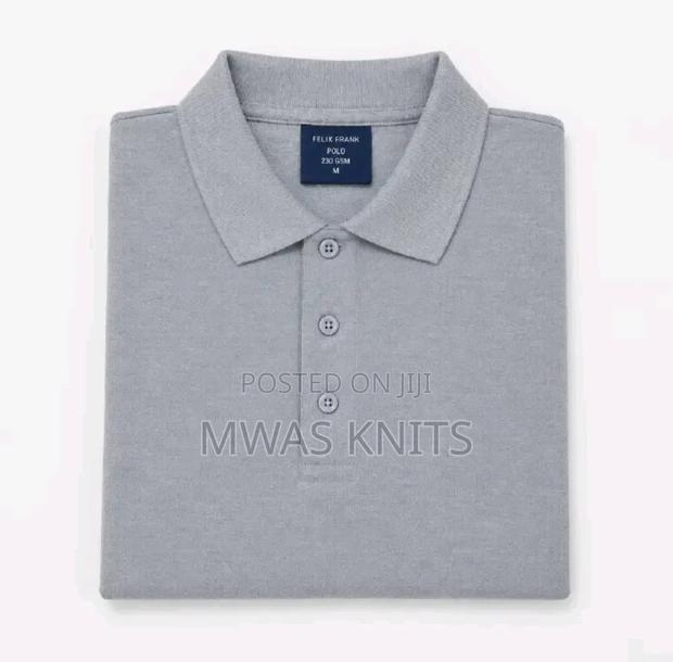 Grey Plain Polo T Shirt Fashion Cotton