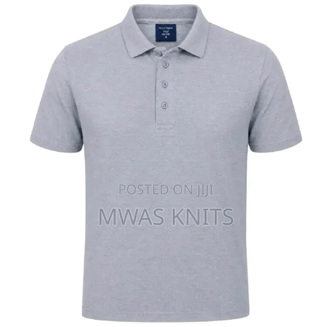 Grey Plain Polo T Shirt Fashion Cotton