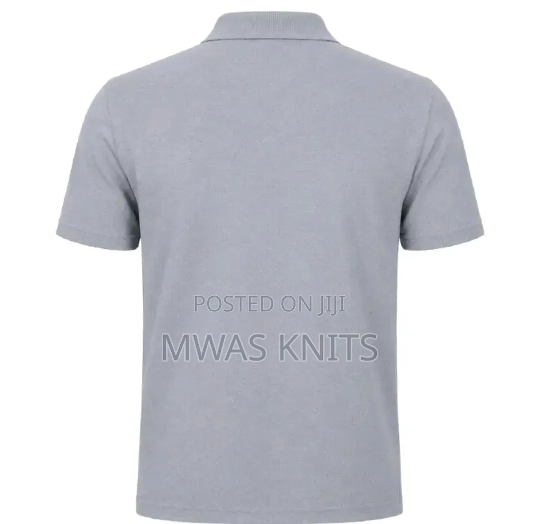 Grey Plain Polo T Shirt Fashion Cotton